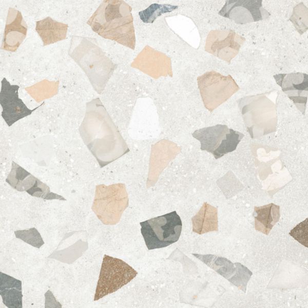 Grès cérame Cinca Retro Off White Terrazzo mat rectifié 60 x 60 cm Réf. 9464