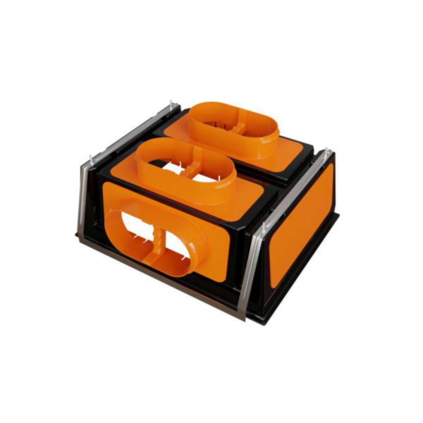 Plénum modulable de 500x400 mm comprenant 3 piquages de diamètre 200 mm + 2 obturateurs Réf. PM500X400