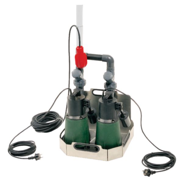 Kit pluvial DR-STEEL 75 AUT/DR2P+ pour relavage des eaux pluviales composé de 2 pompes DR-STEEL 75 M automatique, 1 coffret de gestion DR2P+ et 1 châssis alimentation électrique 230V Réf. 133541
