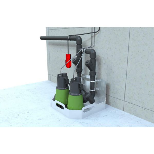 Kit pluvial NOVA 600/DR2P+ pour relavage des eaux pluviales composé de 2 pompes NOVA 600 M automatique 1 coffret de gestion DR2P+ et 1 châssis alimentation électrique 230V Réf. 133540
