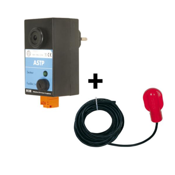 Kit alarme sonore de trop plein ASTP FLOT alimentation 230V boîtier enfichable sur prise murale volume sonore 90 dB livré avec un flotteur de commande (Microstart) Réf. 471709