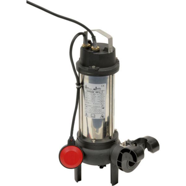 Pompe de relevage eaux chargées SEMISOM 490 M automatique alimentation électrique 230V - 1,1 kW - 7,3 A débit maxi 29 m³/h hauteur maxi de relevage 10 m livrée avec 10 m de câble et griffre pour pose dans poste Réf. 136095