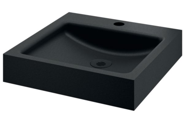 Lavabo UNITO mural trou 395 x 405 mm Ø35 centré sans trop plein Inox 304 noir mat Réf.