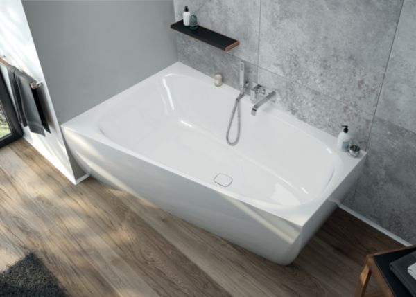 Baignoire Isensi monobloc trapeze gauche 170x100x60 remplissage par trop plein blanc Réf. 3874.010