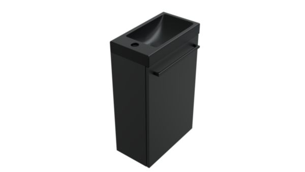 Meuble lave-mains Lulu avec vasque céramique noire - Finition laque Noir mat Réf : 114721100003