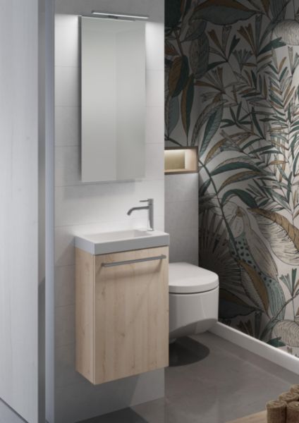 Meuble lave-mains Lulu avec vasque céramique blanche - Finition Chêne vanille Réf : 114722100001
