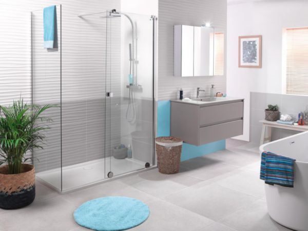 Paroi Alterna Pure day Walk in chrome 120cm verre transparent réversible