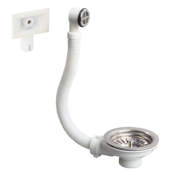 Bonde d'évier D90 à panier inox pour évier 1 bac avec trop plein extérieur Réf. 30723117