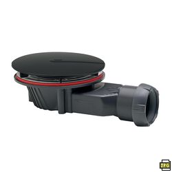Bonde de douche Slim+ Black Touch D90 extra plate à visser ou à coller avec dôme ABS noir  Réf. 30724080