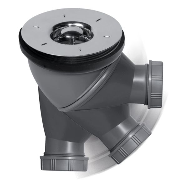Bonde de douche James D90 multidirectionnelle à visser ou à coller avec grille ABS chromé Réf. 30724040