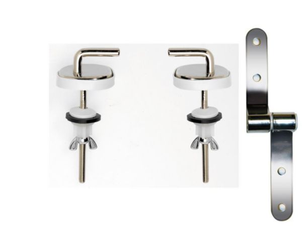 Charnières de fixation pour abattant en bois compressé - inox 304 anticorrosion Réf. 20724134