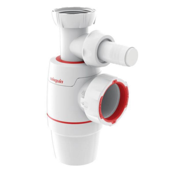 Siphon d'évier Wirquin Néo avec prise machine à laver. garantie 0 fuite: joints bi-injectes. installation rapide: écrou 1/4 de tour joint bi injecté Réf. 30723905