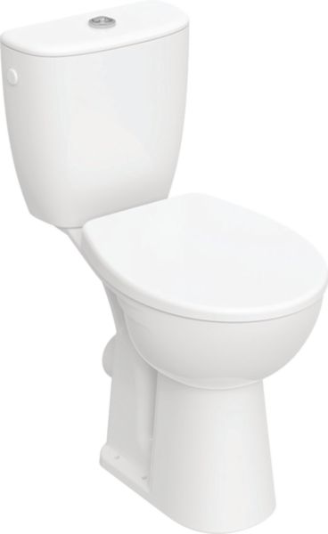 Pack WC au sol Bastia SH surélevé, Rimfree, avec abattant standard, Blanc Ref : 502.767.00.1