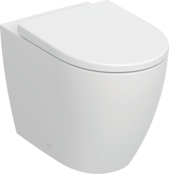 Pack WC au sol iCon, caréné jusqu’au mur, Rimfree, alimentation indépendante, avec abattant à fermeture ralentie et déclipsable, T=56cm, Blanc Mat Ref : 502.383.JT.1