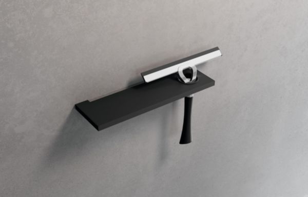 Étagère avec porte-raclette 9.7 x 30cm finition noir  Réf : R90AKFMPR30-H