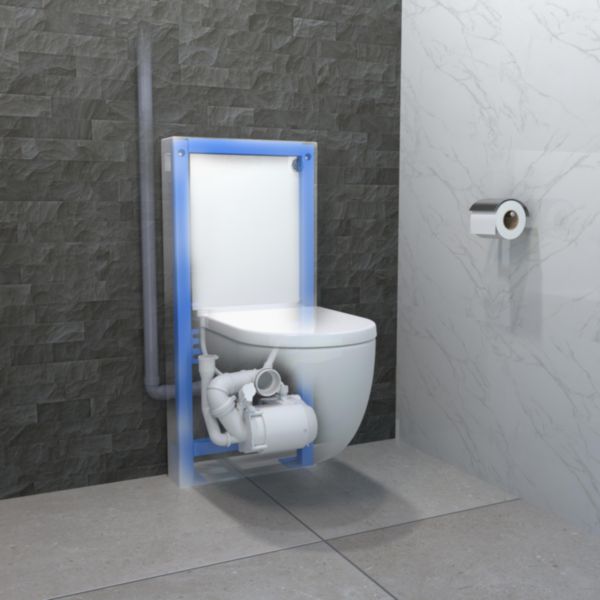 Cuvette suspendue avec broyeur silencieux intégré W40SP Silence Box Design finition enduit blanc  Réf : FRW40B41C423