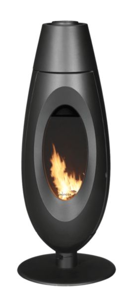 Poêle à bois OVATIO fonte anthracite 5 kW longueur de bûches 32 cm Réf. P614904
