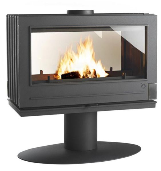 Poêle à bois NELSON double face fonte anthracite 12 kW longueur de bûches 80 cm Réf. P912944