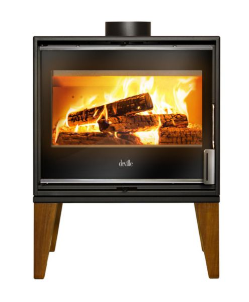 Image principale de Pôele à bois raccordable acier noir 8 kW longueur de bûches 50 cm Réf.C077BS-06