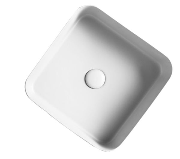 Vasque à poser carrée CIATOLA céramique blanc mat, 40 x 40 cm, sans trop plein réf : CI40724