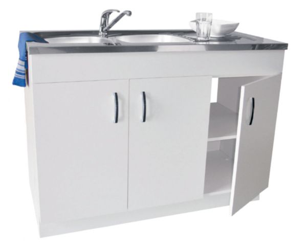 Meuble sous-évier Intégral Clip PVC, L120 cm 3 portes réf:S09NA33120HE