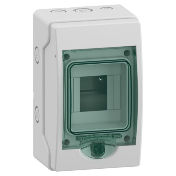 Coffret étanche Mureva Mini pour appareillage modulaire 123x200mm 4 Modules indices de protection IP65 et de résistance IK09 résistance au feu 750°C réf: 13957M