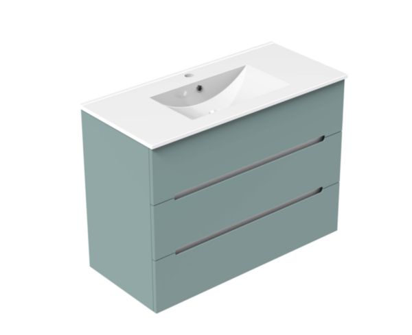 Meuble bas Bento L100 Baltique mat - 3 tiroirs prise de main Réf. 179112100013
