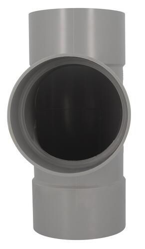 Té Ø 160 mm, femelle-femelle à 87°30, à coller, gris, en PVC lisse non microporeux pour l'évacuation des eaux usées et des eaux vannes