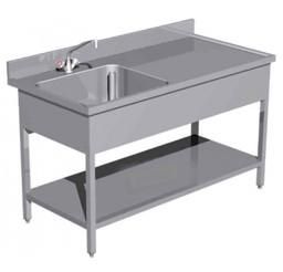 Plonge standard GAMME 600 avec pietement carré L100 x l60 x H85 cm, 1 cuve L50 x l40 x P30 cm avec égouttoir à gauche réf. 11142-G