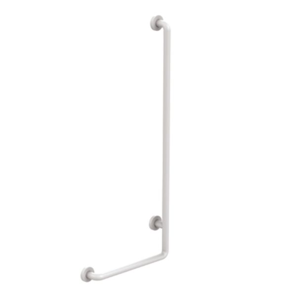 Barre d'appui et de maintien coudée 90° Ø34 mm modèle gauche  L. 450 x H. 1150 mm -Aluminium gainé ABS antibactérien  Réf.60338