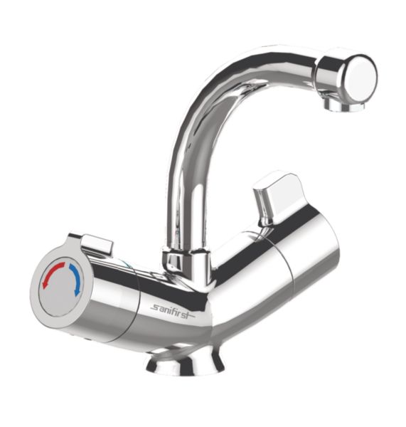 Mitigeur lavabo thermostatique Mastermix sur plage, Marquages EC/EF visibles Chromé Réf. 74031