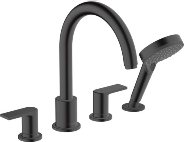 Set de finition mélangeur Bain-douche 4 trous sur bord de baignoire Noir mat Vernis Shape Réf. 71459670