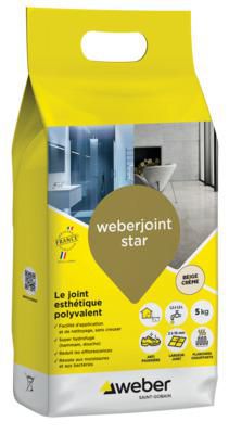 Mortier de jointoiement Weberjoint Star beige creme E04 sac de 5 kg Réf. 11105171