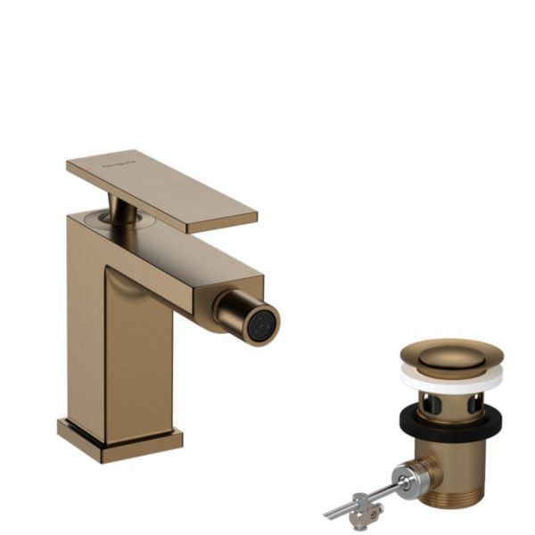 Mitigeur de bidet 100 Tecturis E avec tirette et vidage Bronze brossé Réf. 73200140