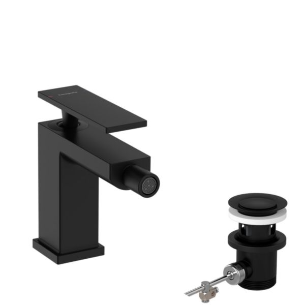 Mitigeur de bidet 100 Tecturis E avec tirette et vidage Noir mat Réf. 73200670