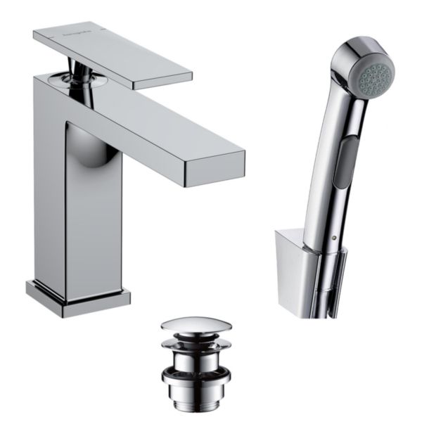 Mitigeur de bidet 110 Tecturis E avec douchette bidette et flexible de douche 160 cm Chromé Réf. 73210000