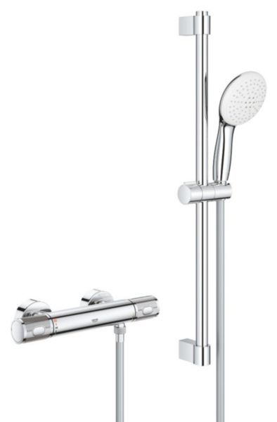 Combi-douche Mitigeur Grohtherm 1000 Performance et ensemble douchette Tempesta 110 2 jets 8l barre 600 Chromé Réf. 34838001
