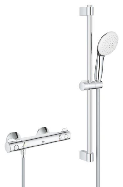 Combi-douche mitigeur Grohtherm 800 avec ensemble Tempesta 110 2 jets 8l barre 600 Chromé Réf. 34565002