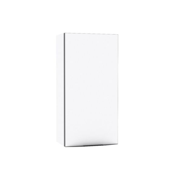 Meuble haut Alterna PLENITUDE blanc mat chant noir et poignée noire H60 cm L30 cm P20 cm 1 porte 1 tablette ouverture droite
