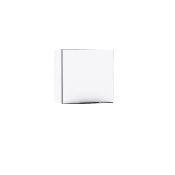 Meuble haut Alterna PLENITUDE blanc mat chant noir et poignée noire H30 cm L30 cm P20 cm 1 porte version gauche