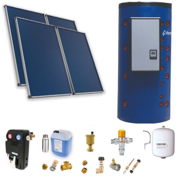 Pack Solaire type E comprenant 4 panneaux solaires ASTREA + ballon 500L production ECS instantanée Réf. PSOLCHECSPBM45