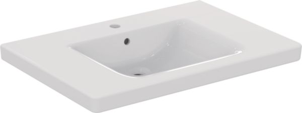Lavabo-plan 80 x 55,5 cm Sanis blanc, en porcelaine vitrifiée. Percé d'1 trou central pour la robinetterie réf: P007101