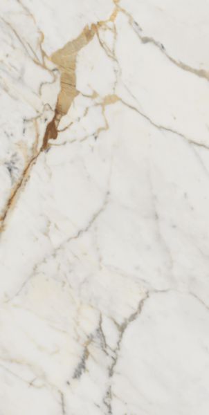 Grès cérame émaillé Arte Deco Pieralta marbre blanc /or poli rectifié 60 x 120 cm