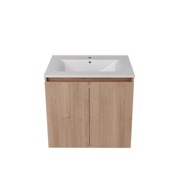 Meuble Primeo Alterna suspendu 60 cm 2 portes Chêne Clair
