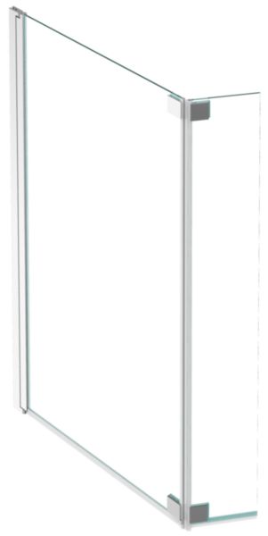 Pare-bain 2 volets. Verre transparent de 6 mm traité anticalcaire. Réversible droite/gauche. 1er volet pivotant extérieur/intérieur à 90° et 2ème volet pliant intérieur à 180°. Noir mat  Réf. E4930-BL