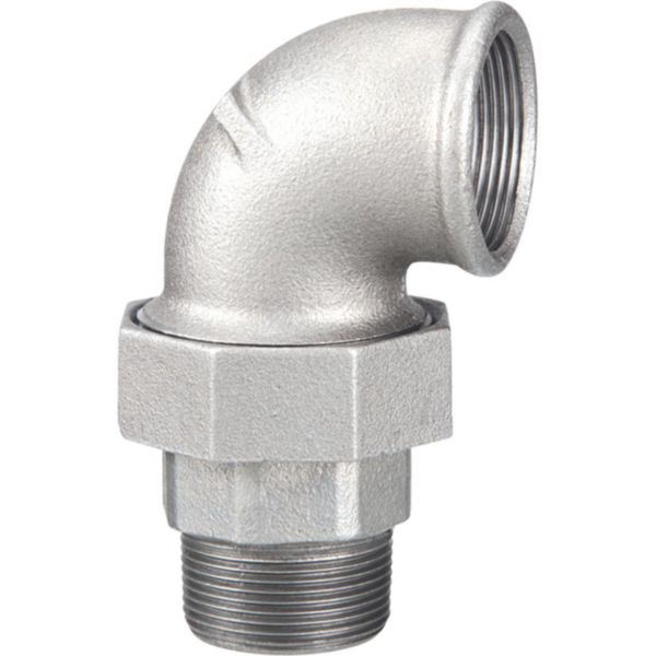 Coude union à joint conique 98 fonte malléable galvanisée mâle-femelle 20x27 réf.098020G