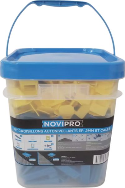 Kit croisillons autonivellants ép 2mm (250), cales (250) et pince NOVIPRO
