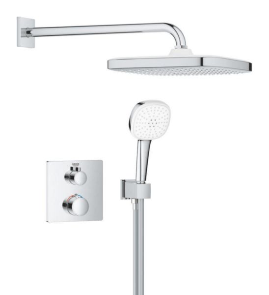 Pack façade pour douche encastrée pour bâti-douche Mono avec Tempesta Cube 250 / Grohtherm Chromé réf. 1039950000