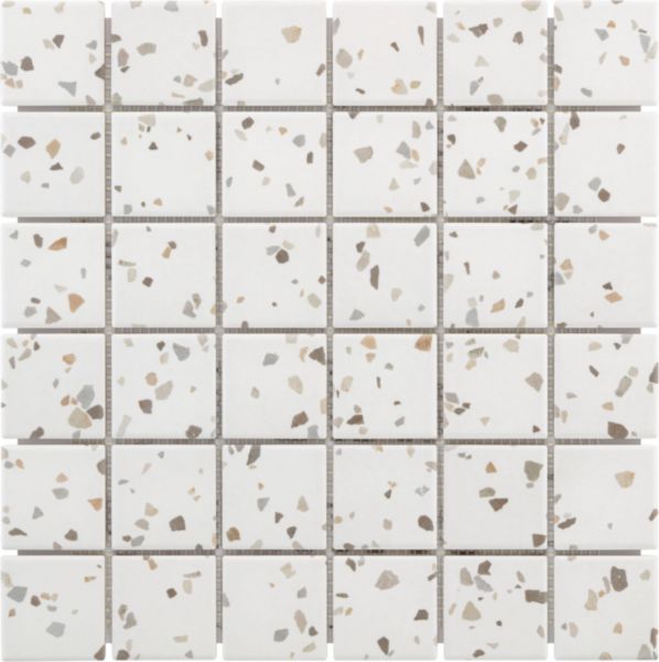 Grès cérame émaillé Arte Deco Picado beige antidérapant mosaïque 29,7 x 29,7 cm