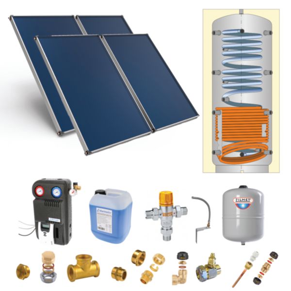 Pack solaire Astrea B - Chauffe Eau Solaire Individuel (CESI) : 6 capteurs - ballon préparateur ECS 800L blanc double échangeur (soutien primaire) - kit d'accessoires complet - fixation panneaux toiture inclinée Réf. PSOLECSP68